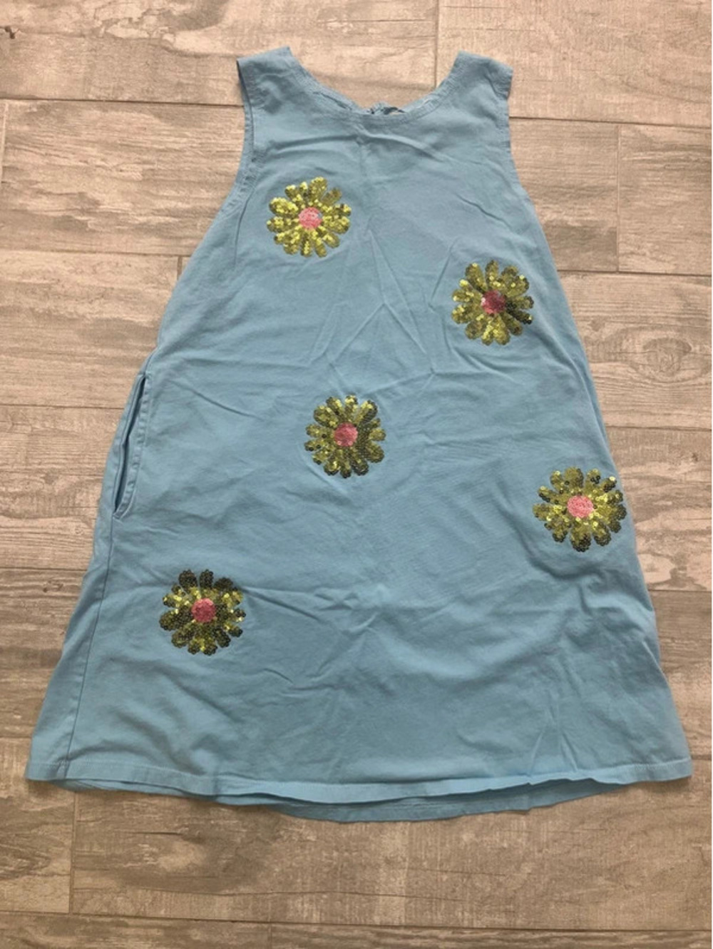 Girls Peek Swing Dress with Flower Sequins